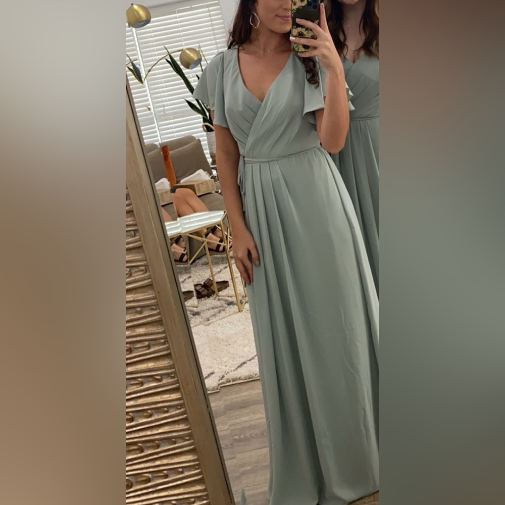 Elegant Sage Green Wrap Dress